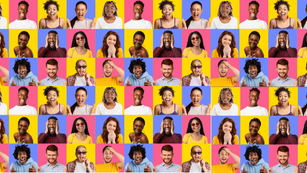 A grid of faces from the bonq social video app
