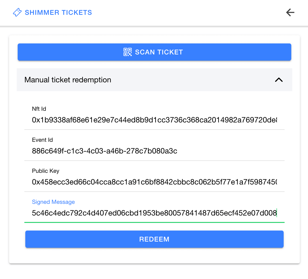 Ticket validator interface